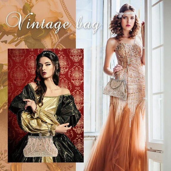 1920s Vintage Beaded Clutch Evening Bag Formal 1920s Accessories for Women Weddi - Picture 7 of 7